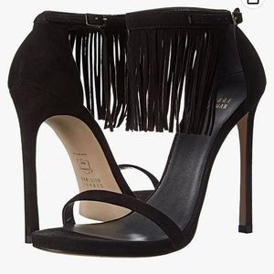 Stuart Weitzman Love Fringe Ankle Leather Pumps